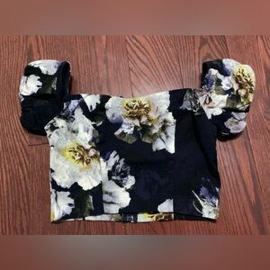 Dynamite Black Floral Crop Top
